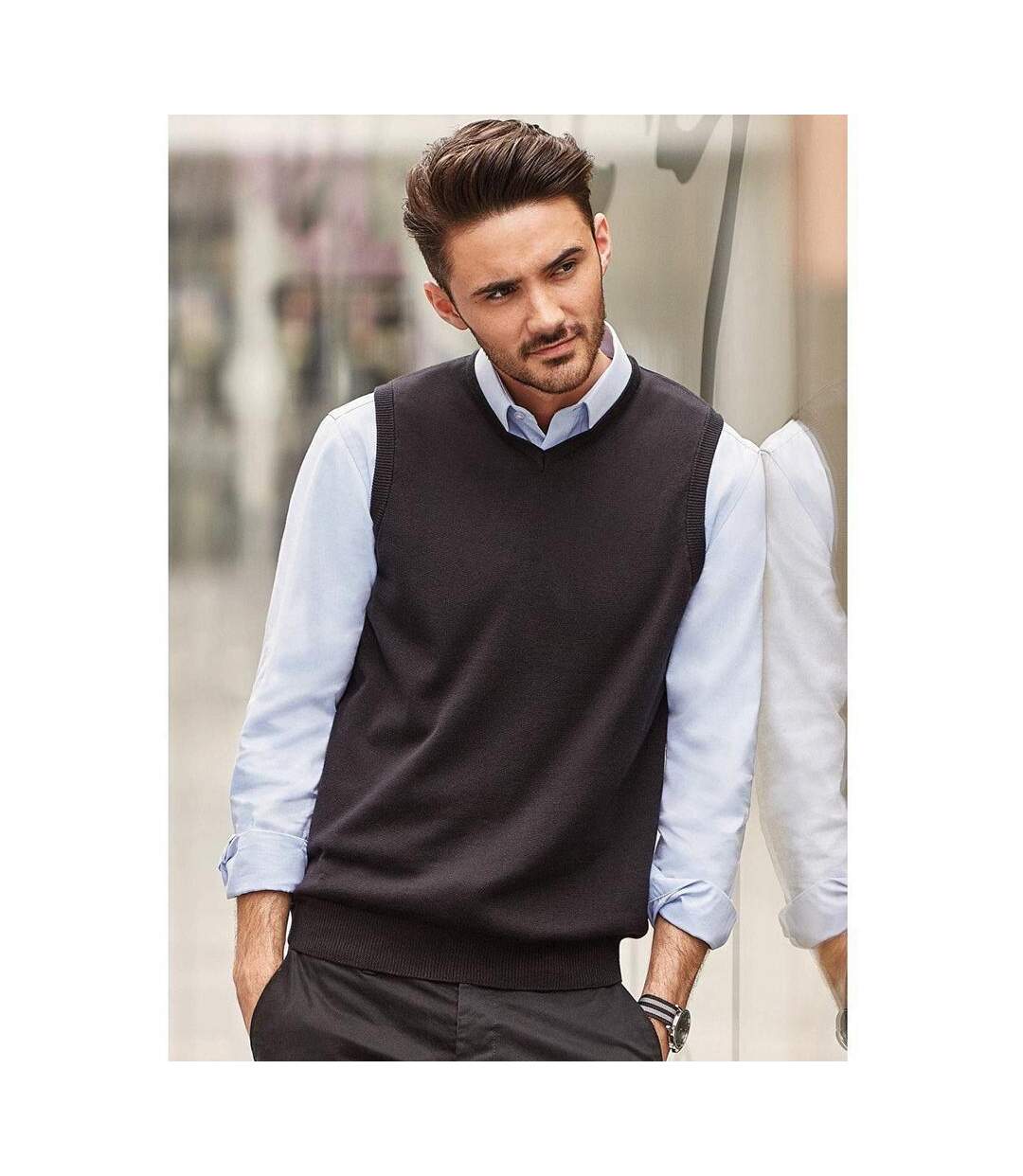 Collection Pull Sans Manches Homme Gris Foncé Russell-1
