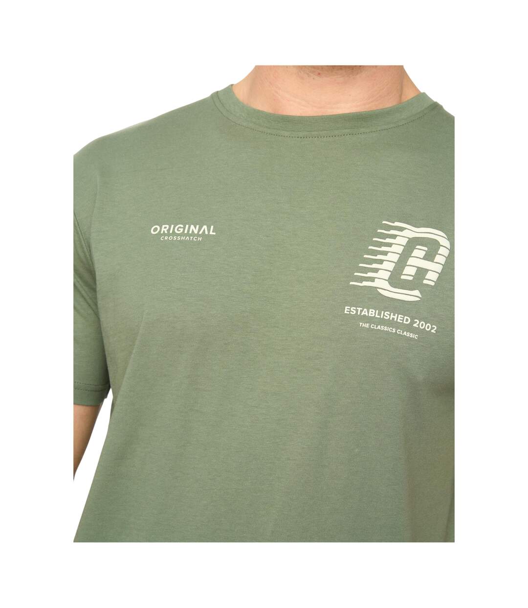 Mens Morville Cotton T-shirt Olive Crosshatch-3