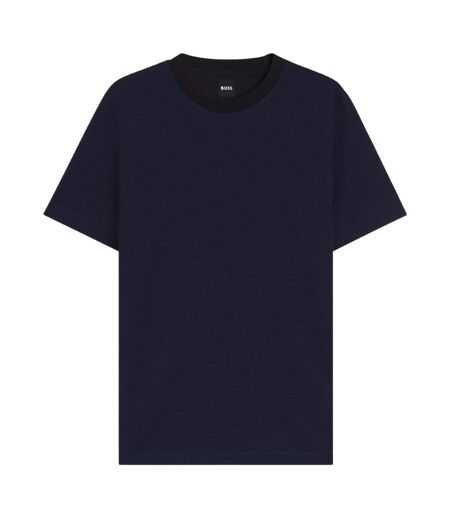 Mens C-thompson Ribbed Collar T-shirt Dark Blue Boss