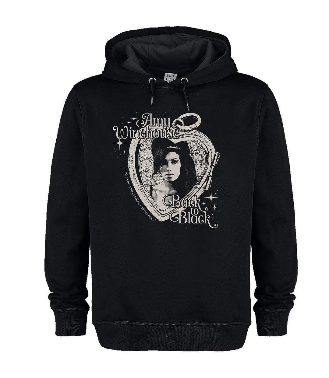Unisex Adult Heart Frame Hoodie Black Amy Winehouse-1