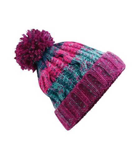 Beechfield Unisex Adults Corkscrew Knitted Pom Pom Beanie Hat (Winter Berries) - UTRW5192