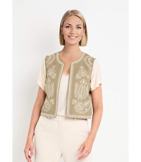 Gilet sans manches brodé style scandinave