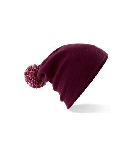 Bonnet snowstar unisexe bordeaux / blanc cassé Beechfield