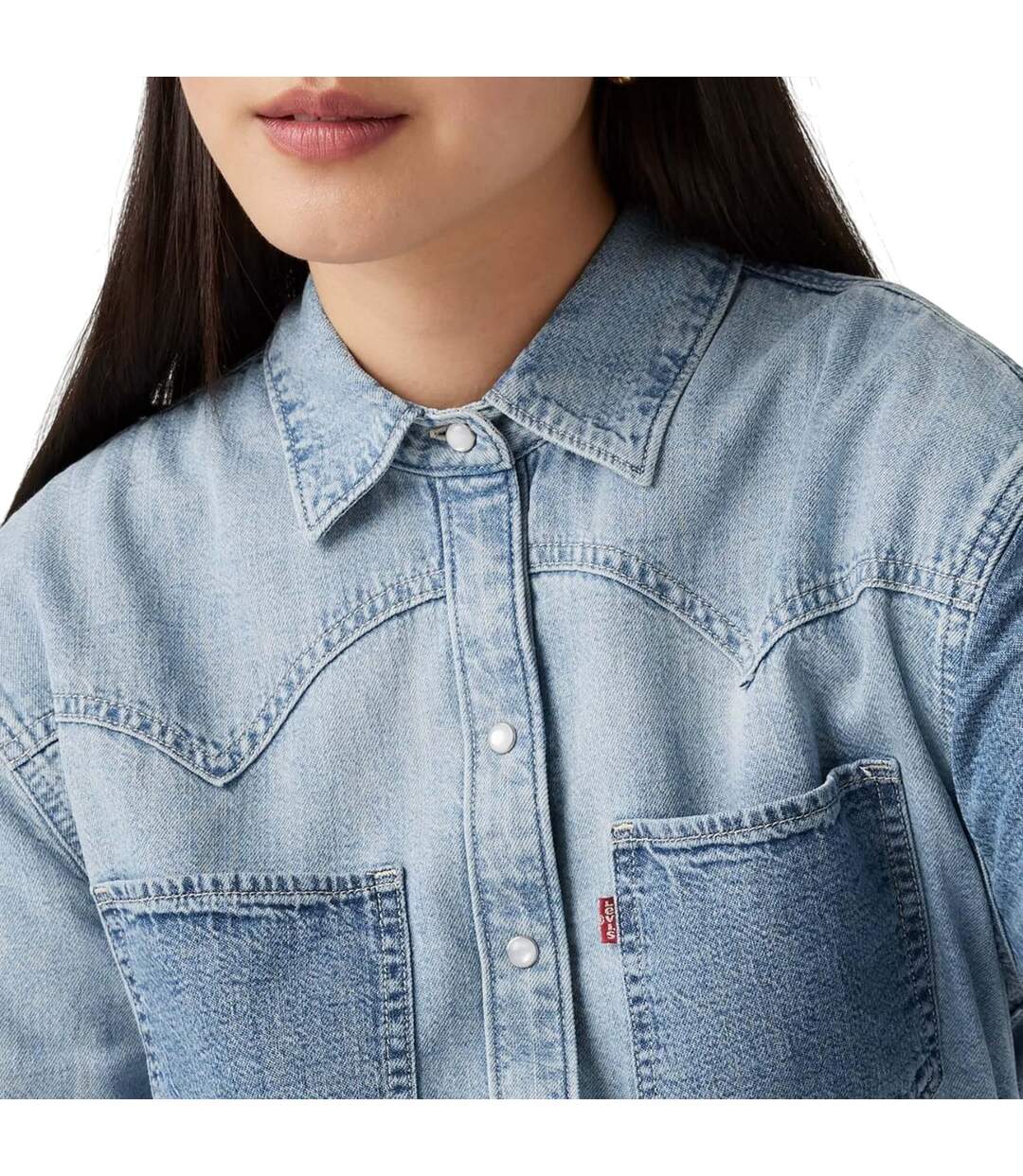 Womens/ladies Teodora Denim Lightweight Shirt Light Blue Levis-4