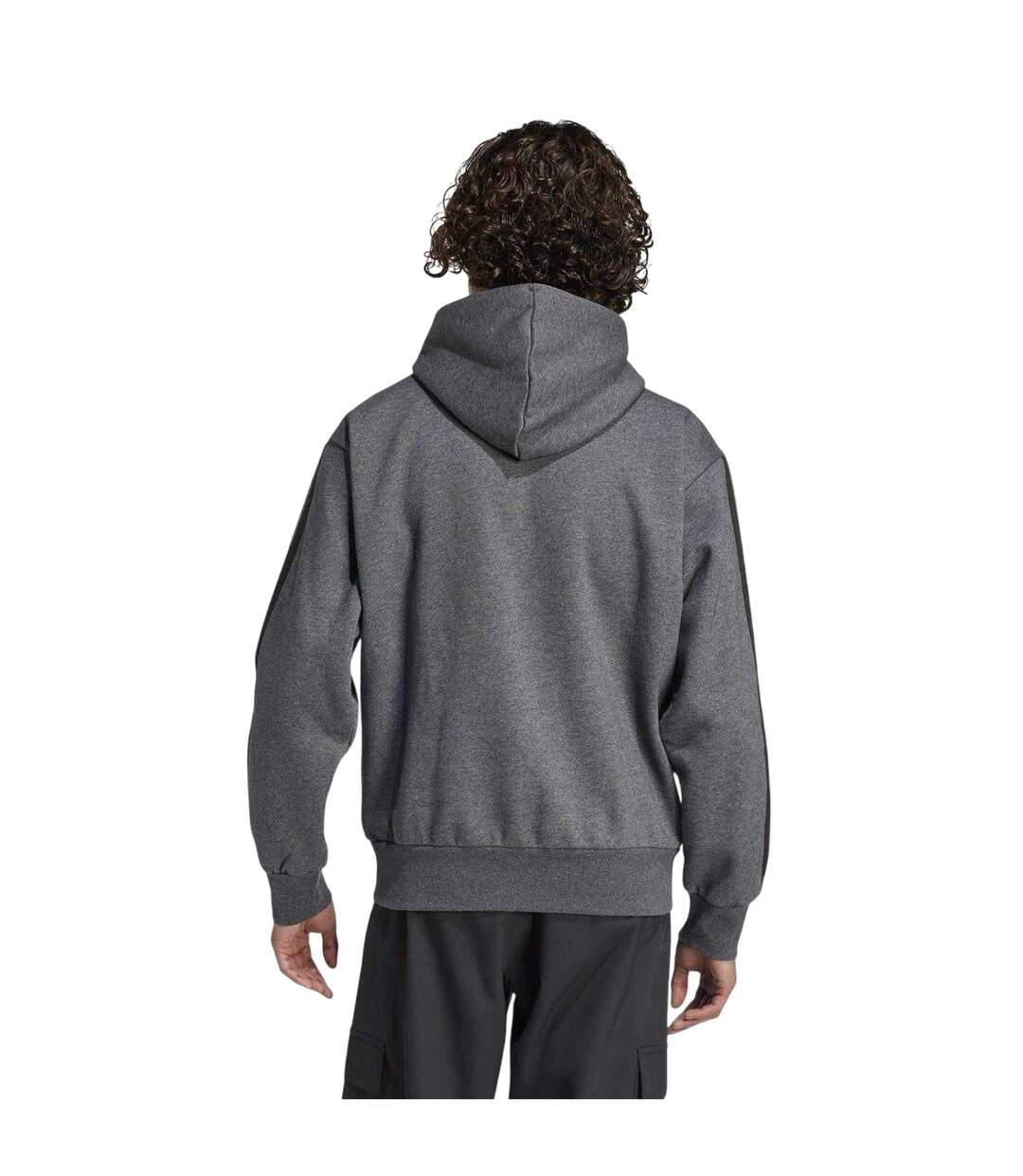 Sweat À Capuche Motif/style 3 Rayures Essentials Homme Gris Moyen Noir Adidas-3