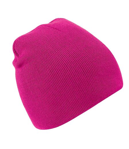 Beechfield Plain Basic Knitted Winter Beanie Hat (Fuchsia)