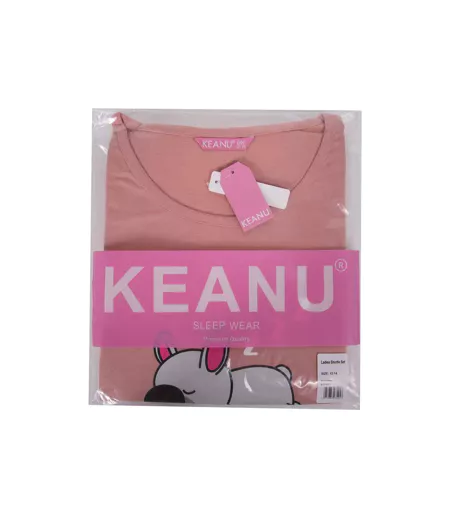 Ensemble De Pyjama Court Manches Courtes Motif/style Chien Current Mood Femme Rose Keanu