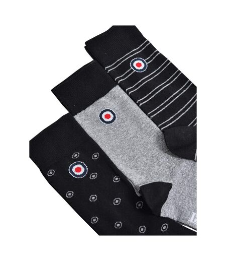 Pack Of 3  Mens Target Socks  Black Grey Lambretta