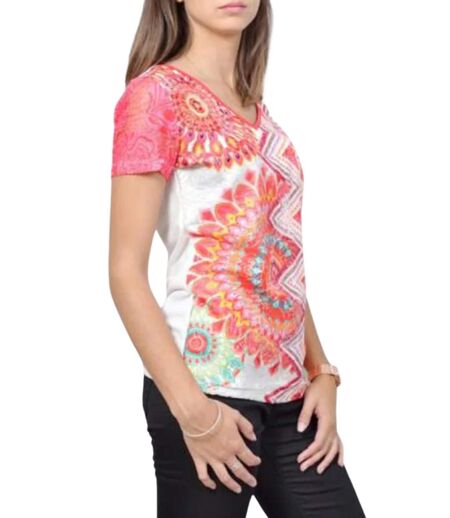 Tee shirt femme manches courtes - Imprimé graphique - Tendance et polyvalent