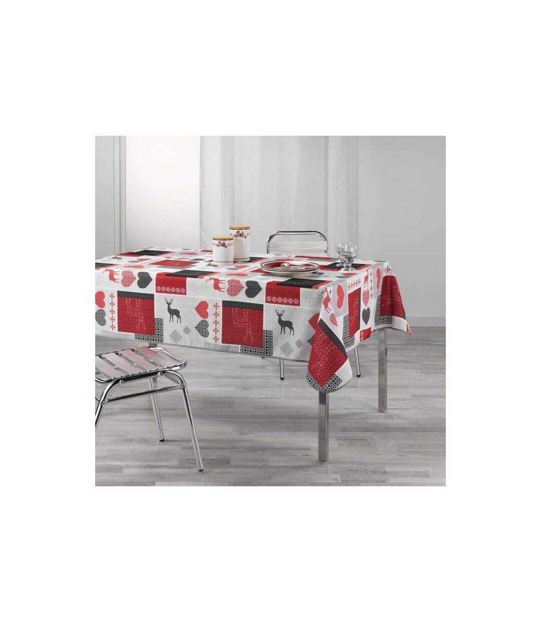 Nappe Imprimée Valtho 150x240cm Rouge-2