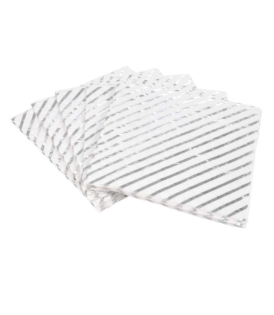 Lot de 20 Serviettes en Papier Silver Pattern 33x33cm Argent-1