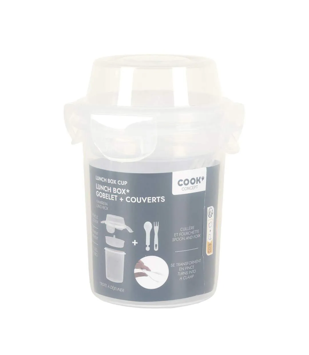 Lunch Box Double Compartiment Gobelet 35cl Transparent-3