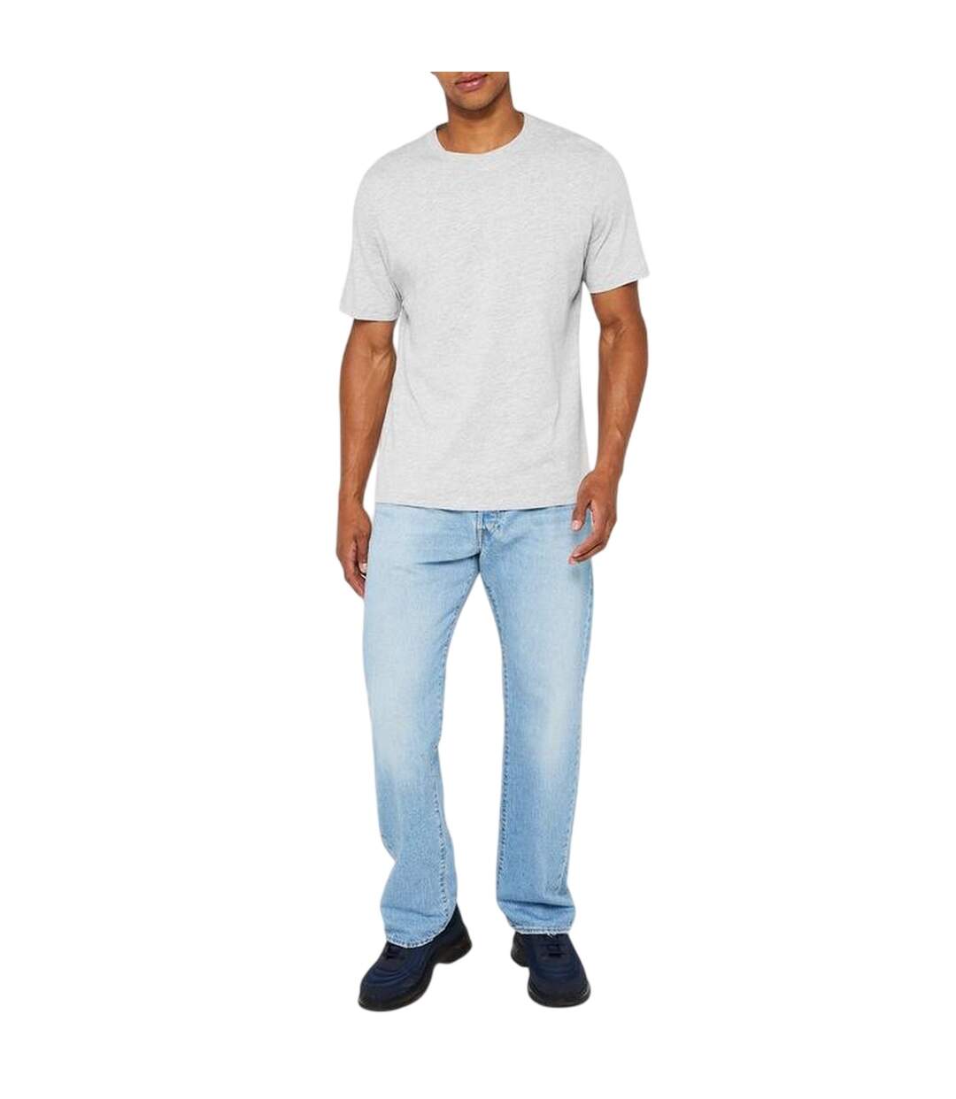 Lot De 3  T-shirts Motif/style Uni Homme Blanc Gris Chiné Donnay-2