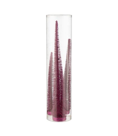 Lot de 3 Sapins de Noël Déco Paillettes 40cm Fuchsia