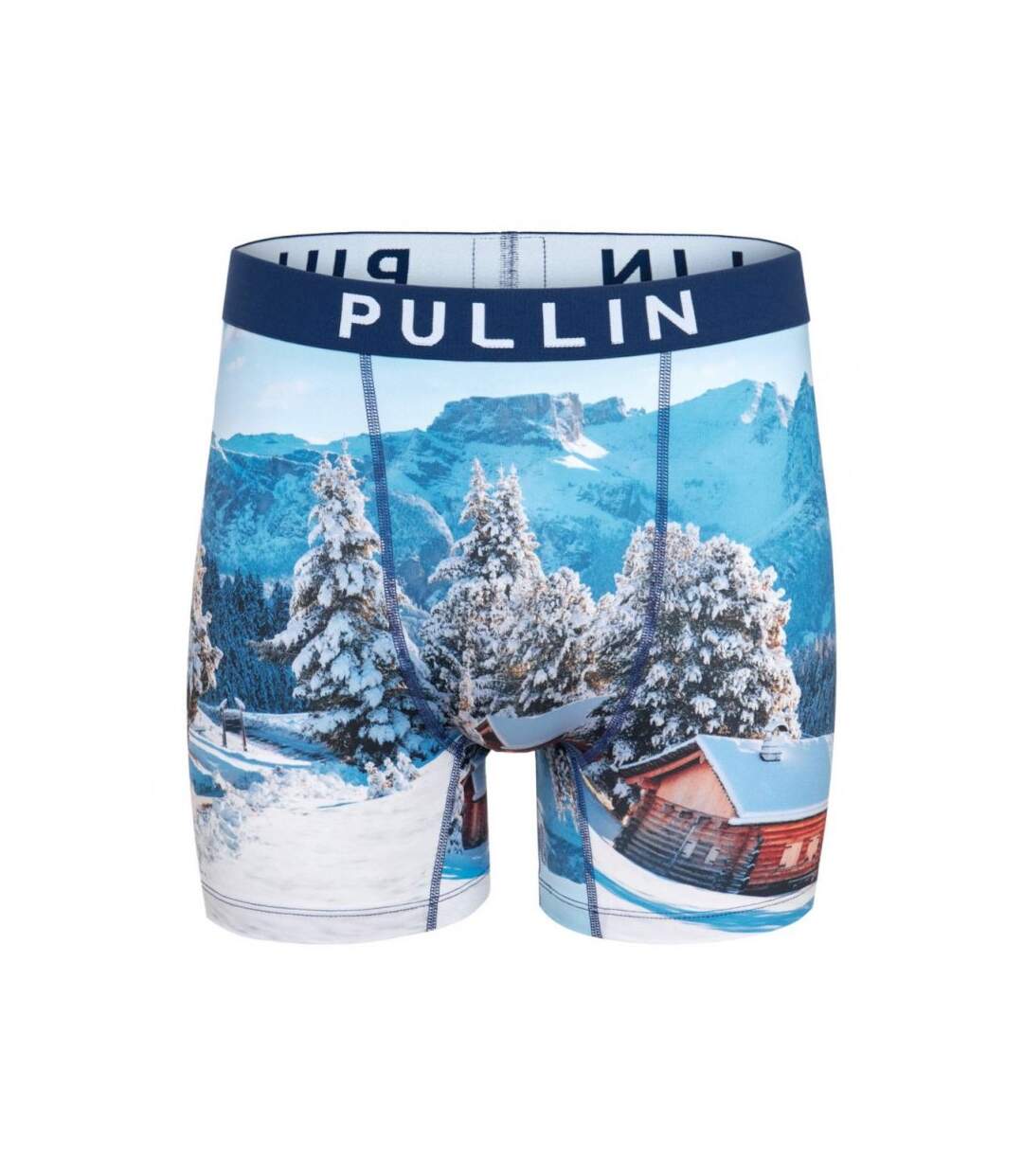 PULL IN Boxer Long Homme Microfibre CRANS Bleu Blanc-1