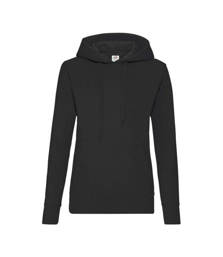 Womens/ladies Classic Hoodie Black Fruit Of The Loom