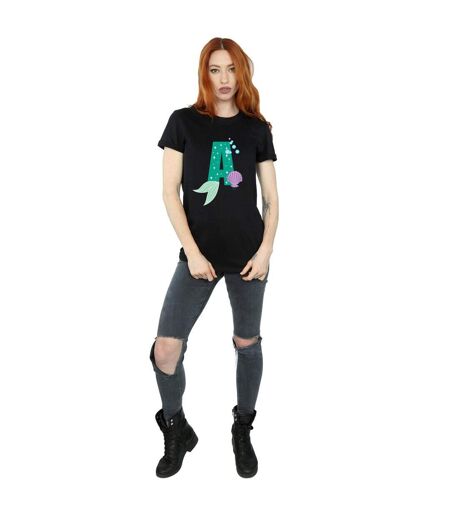 Disney Womens/Ladies Alphabet A Is For Ariel Cotton Boyfriend T-Shirt (Noir) - UTBI42671