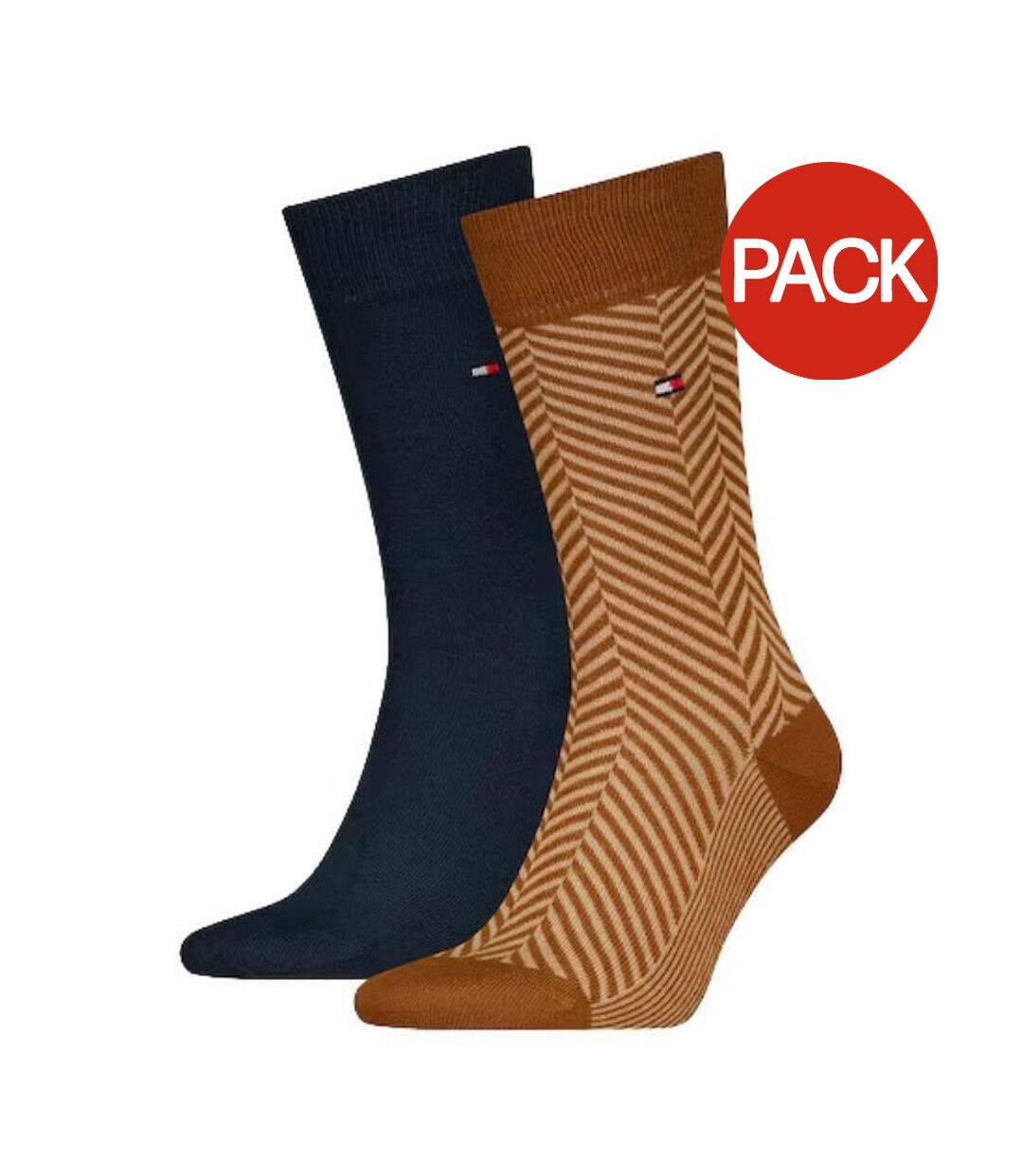 Chaussettes Motif/style Rayures Contrastées Homme Bleu Marine Marron Tommy Hilfiger-1