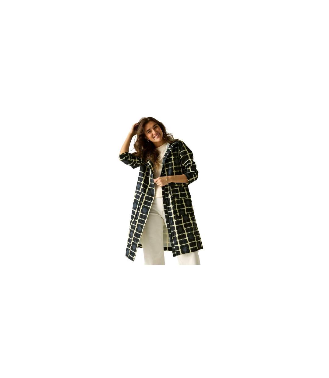 Womens/ladies Orla Kiely Poppy Long Length Waterproof Jacket Monochrome Regatta-1