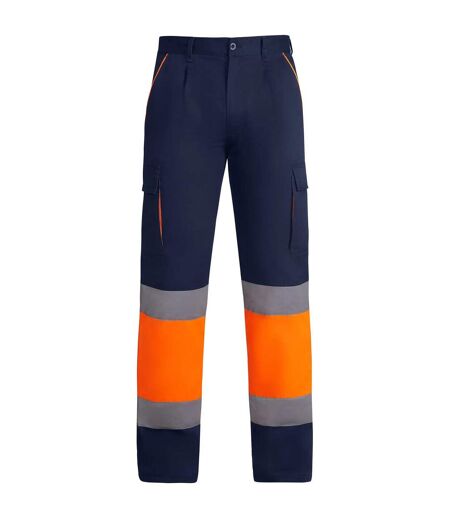 Pantalon Enix Homme Bleu Marine Orange Fluo Roly Workwear