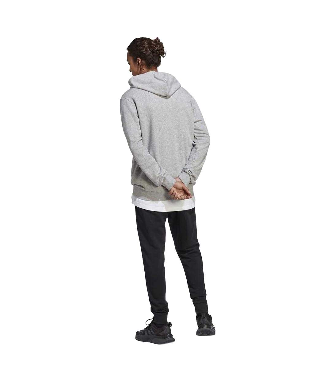 Mens Big Logo French Terry Tracksuit Grey Black Adidas-4