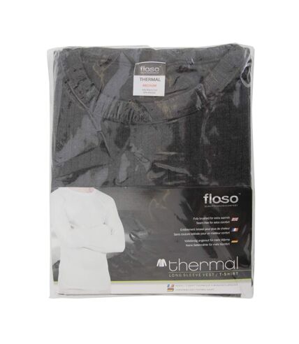 FLOSO Mens Thermal Underwear Long Sleeve Vest Top (Viscose Premium Range) (Charcoal) - UTTHERM107