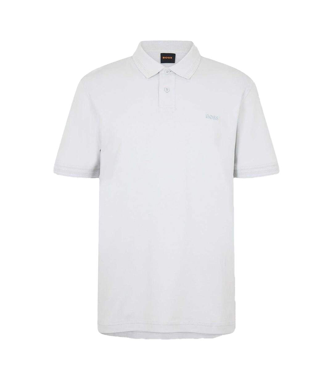 Mens Interlock Short-sleeved Polo Shirt Light Grey Pastel Grey Boss-1
