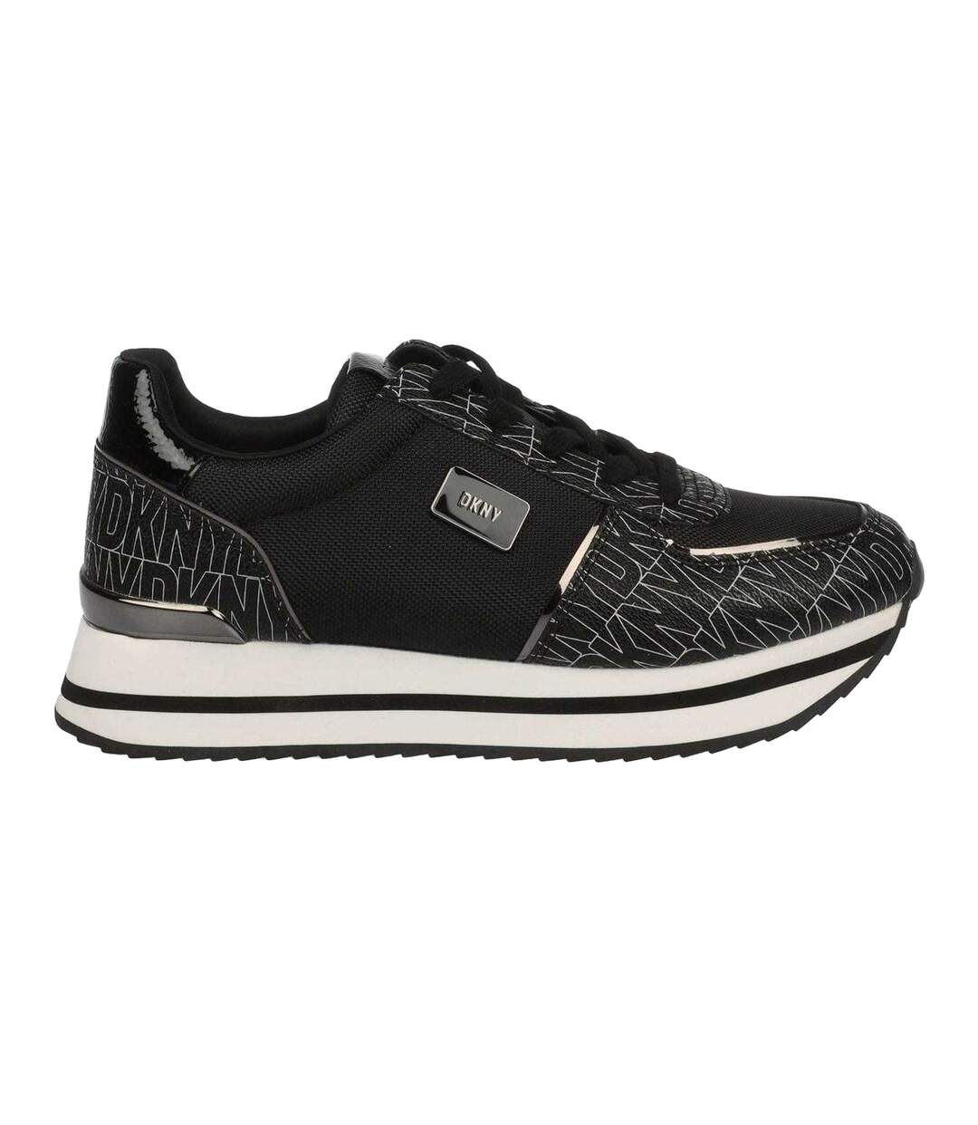 Womens/ladies Davie Lace Up Trainers Black Grey DKNY-3