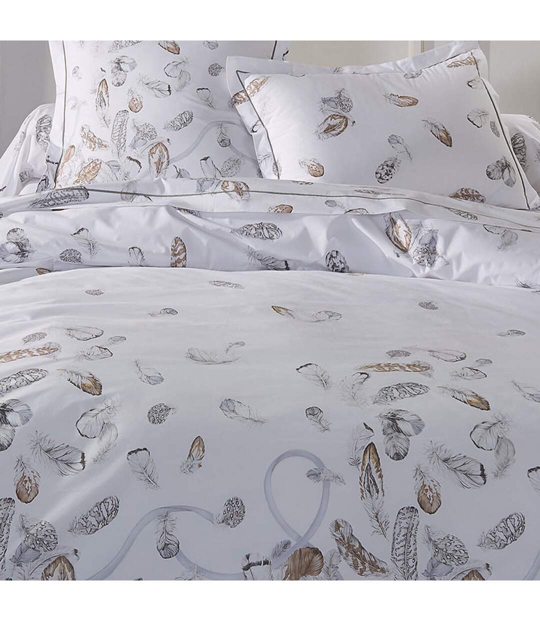 Drap plat percale pur coton PLUMES-3