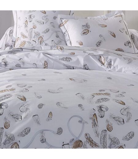 Drap plat percale pur coton PLUMES