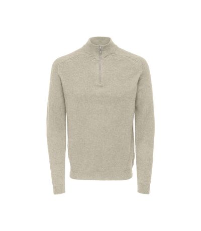 Pull 1/4 Zip Beige Homme Only & Sons Reg 7 - L