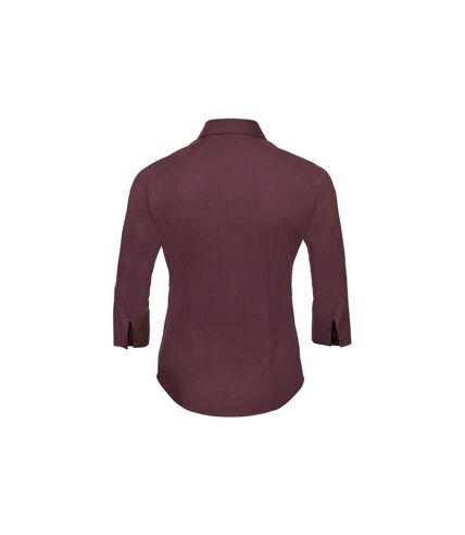 Russell Collection Womens/Ladies Easy-Care Fitted 3/4 Sleeve Formal Shirt (Port) - UTPC5855