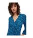 Womens/ladies Danottea Abstract V Neck 3/4 Sleeve Wrap Dress Black Blue Boss-4