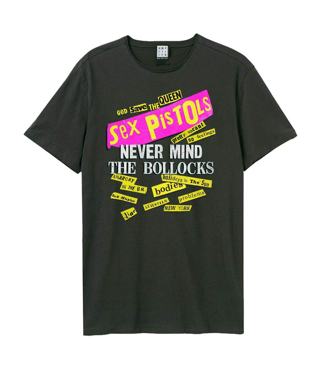 Unisex Adult Nevermind Stickies Sex Pistols T-shirt Charcoal Amplified-1