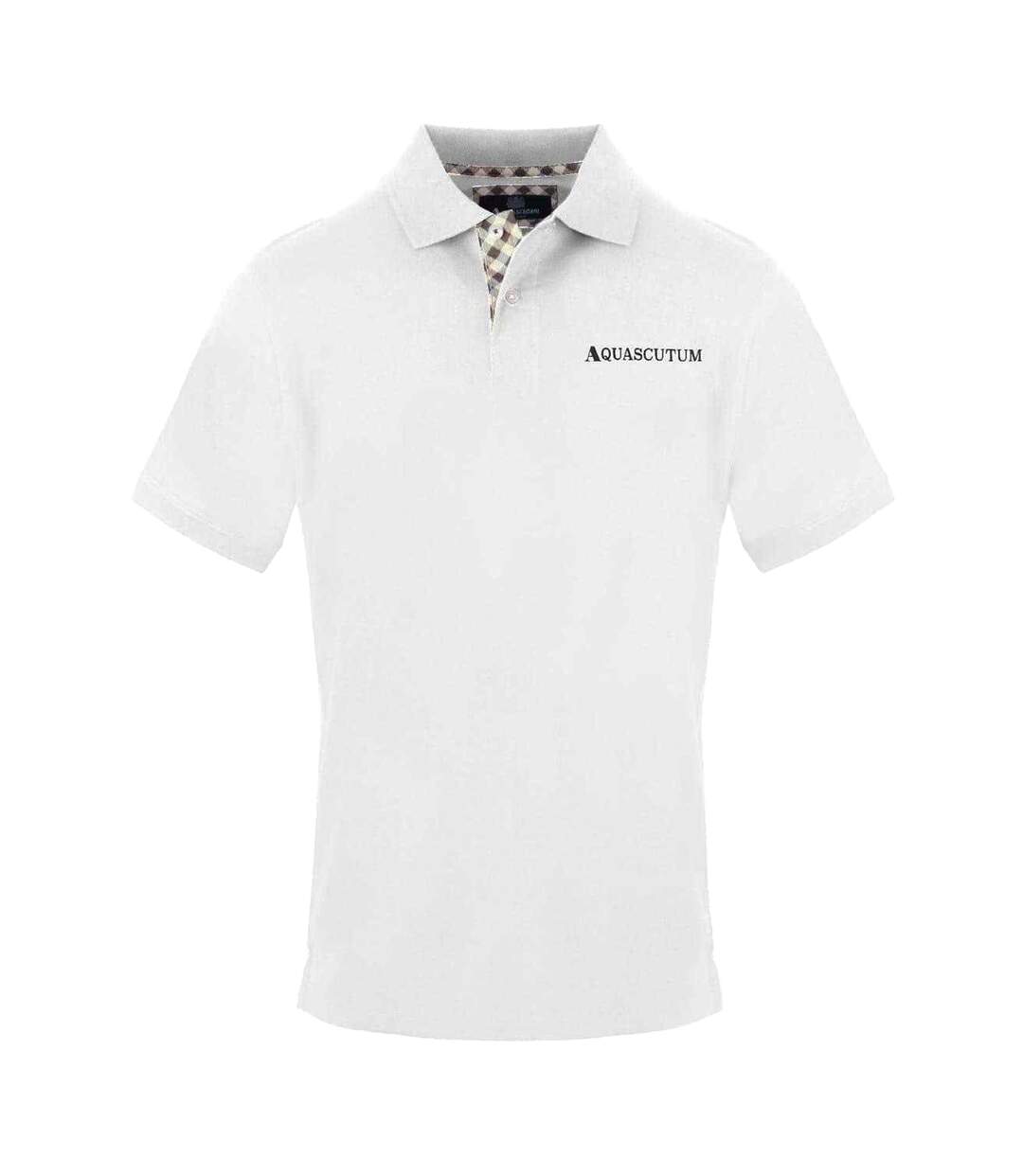 Mens Chest Logo Collared Polo Shirt White Aquascutum-1