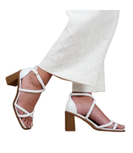 Womens/ladies illinois multi crossover strap wide sandals white Where´s That From