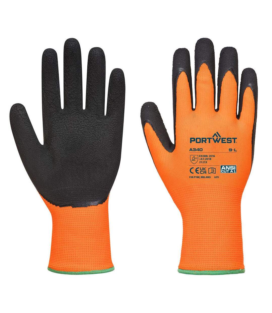 A340 hi-vis latex grip gloves xl orange/black Portwest-1