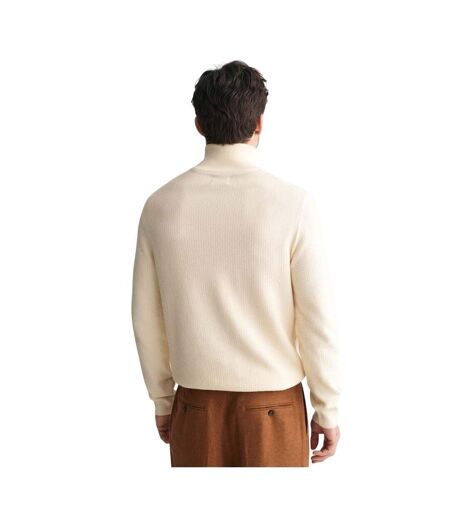 Mens Micro Textured Half Zip Sweatshirt Cream Gant