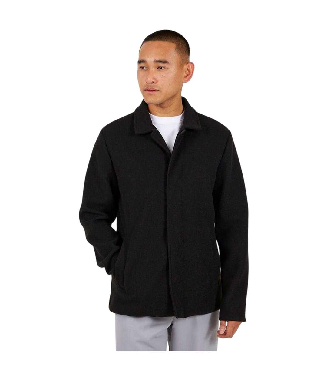 Mens Plain Overcoat Black Brave Soul-2