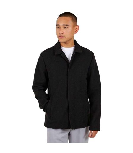 Mens Plain Overcoat Black Brave Soul