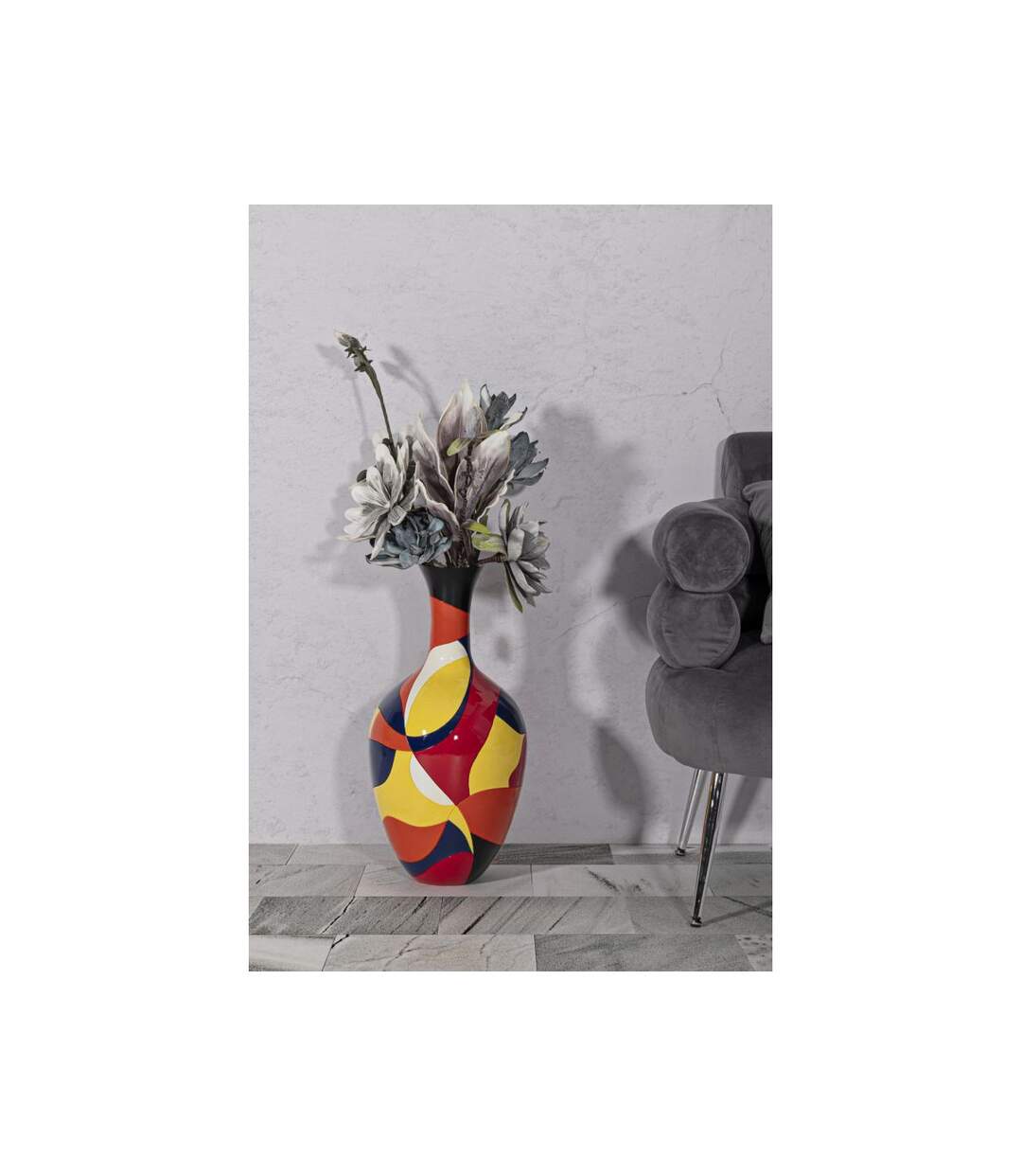Vase Déco en Résine Rubic 59cm Multicolore-5