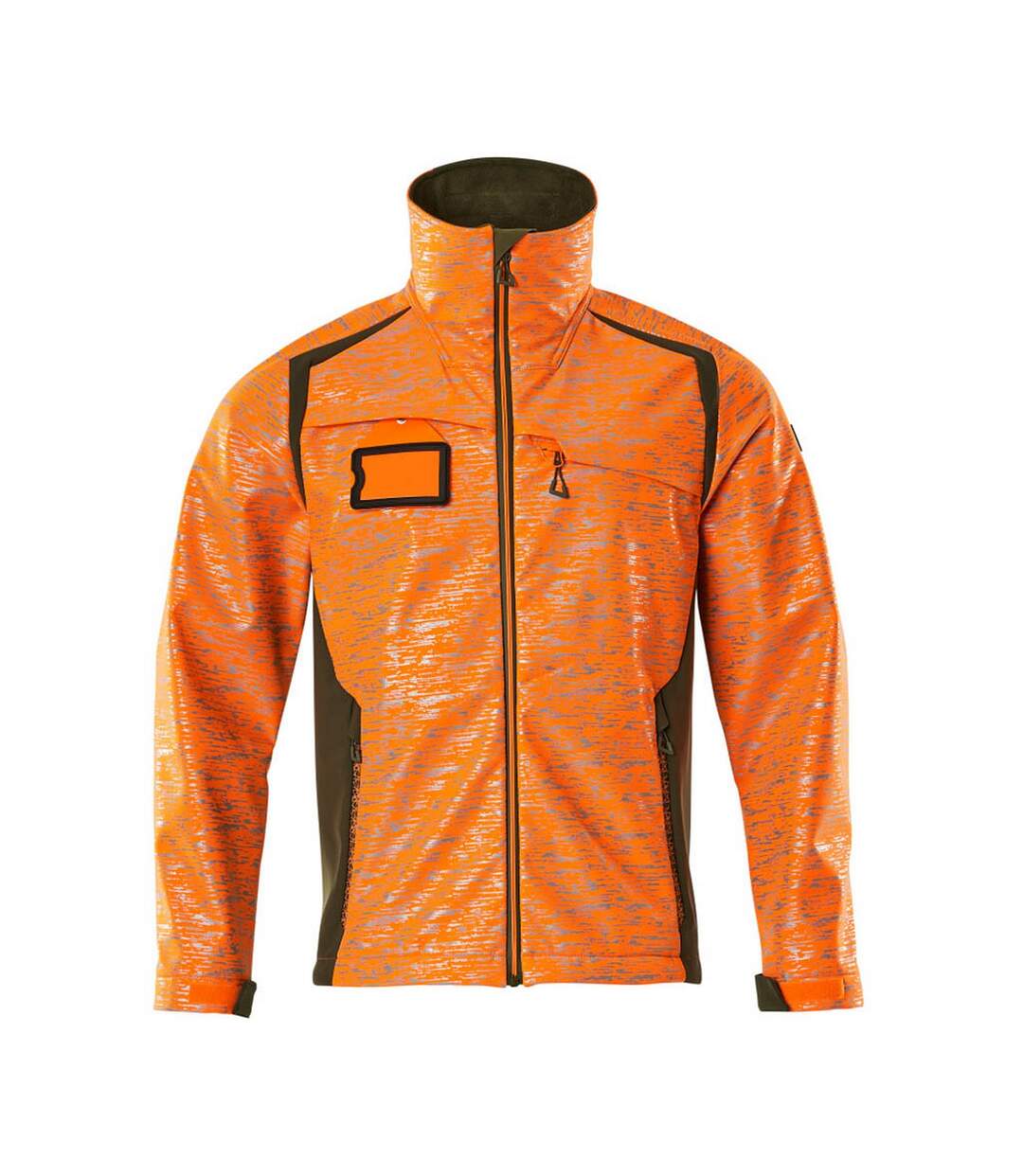 Mens Accelerate Safe Soft Shell Jacket Hi Vis Orange Moss Green Mascot-1