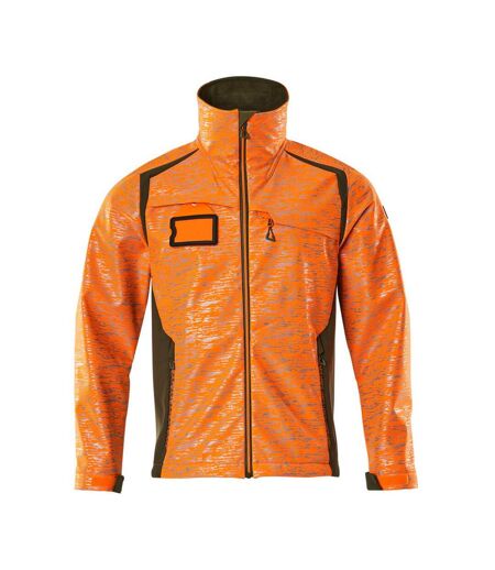 Mens Accelerate Safe Soft Shell Jacket Hi Vis Orange Moss Green Mascot