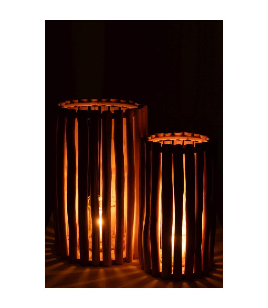 Lot de 2 Lanternes en Teck Myrtle 60cm Naturel-4