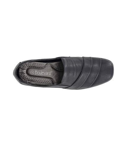 Boulevard Womens/Ladies Ruched Twin Gusset Loafers (Black) - UTDF2301
