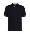 Kustom Kit Mens Button Down Contrast Short Sleeve Polo Shirt (Black/White)