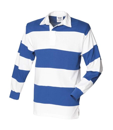 Polo de rugby hommes blanc/bleu roi col blanc Front Row