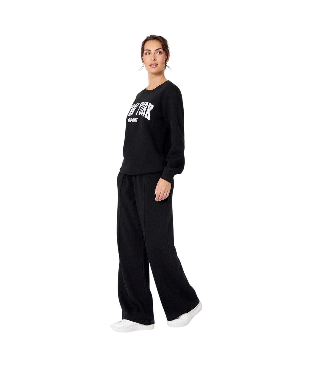 Womens/ladies New York Slogan Sweatshirt & Jogging Bottoms Set Black Be You-4
