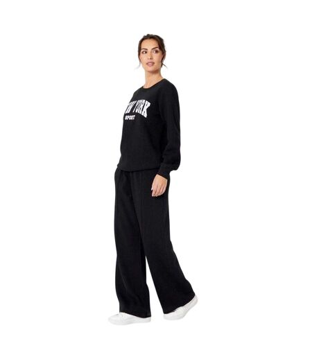 Womens/ladies New York Slogan Sweatshirt & Jogging Bottoms Set Black Be You