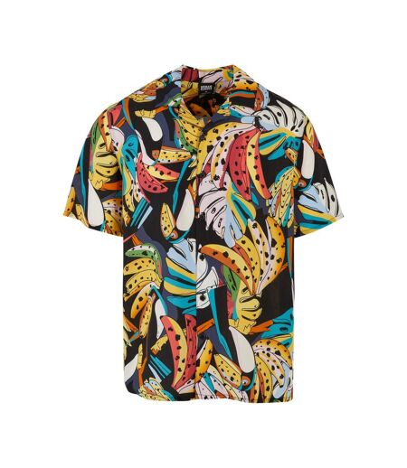 Mens Toucan Viscose All-over Print Resort Shirt Black Multicoloured Urban Classics
